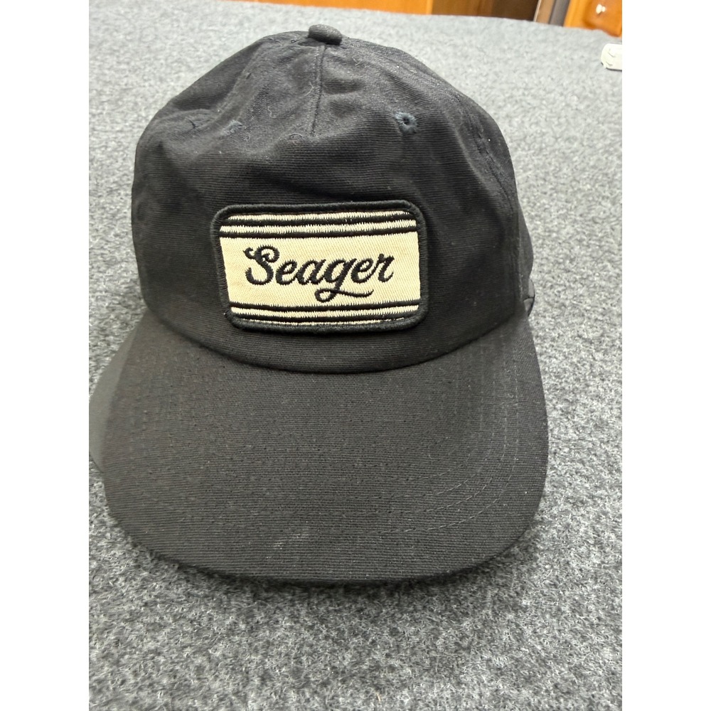 Seager Hat Mens Adjustable Black Hemp Blend Snapback Logo Patch Cap